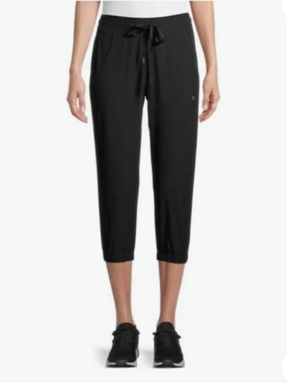 apana women’s Cropped Drawstring Activewear Pants Black size L